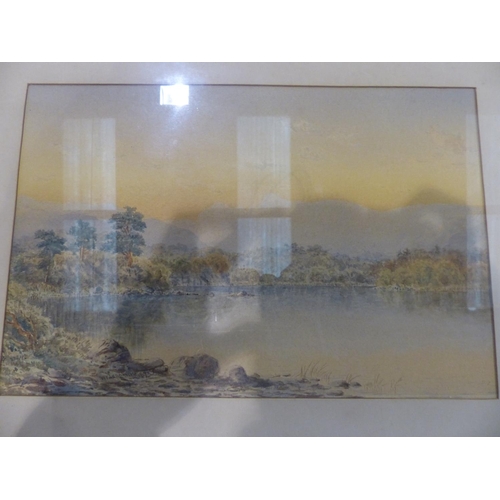 2075 - William Taylor Longmire (1841-1914): watercolour, landscape with lake at dawn, signed and dated 1893... 