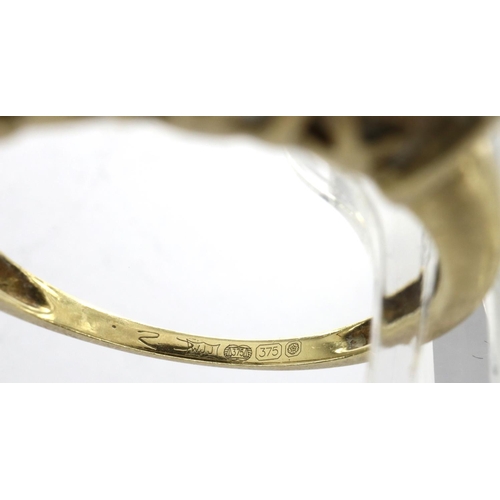 17 - 9ct gold trilogy ring set with diamonds, size N, 2.7g. P&P Group 1 (£14+VAT for the first lot and £1... 