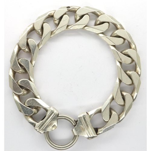 23 - Heavy gauge 925 silver flat link bracelet, L: 20 cm. P&P Group 1 (£14+VAT for the first lot and £1+V... 