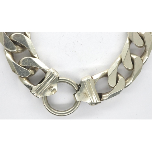 23 - Heavy gauge 925 silver flat link bracelet, L: 20 cm. P&P Group 1 (£14+VAT for the first lot and £1+V... 