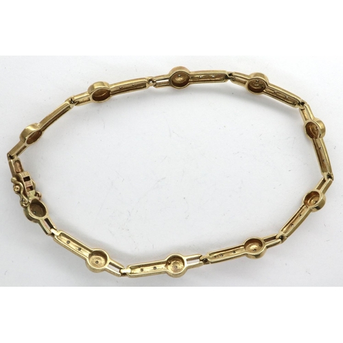 24 - 9ct gold diamond set link bracelet, L: 16 cm, 7.1g, clasp soldered. P&P Group 1 (£14+VAT for the fir... 