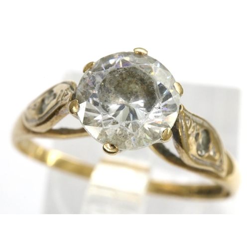 37 - 9ct gold solitaire ring set with cubic zirconia, size L, slightly misshapen, 1.5g. P&P Group 1 (£14+... 