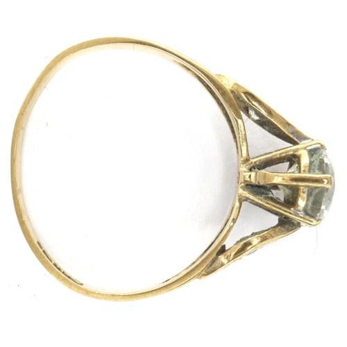 37 - 9ct gold solitaire ring set with cubic zirconia, size L, slightly misshapen, 1.5g. P&P Group 1 (£14+... 