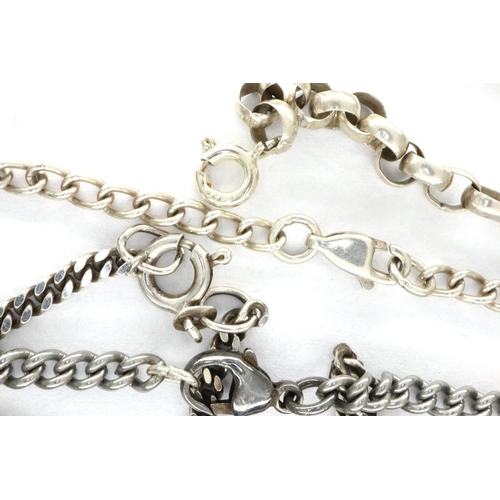 38 - Four 925 silver neck chains, longest chain L: 46 cm. P&P Group 1 (£14+VAT for the first lot and £1+V... 