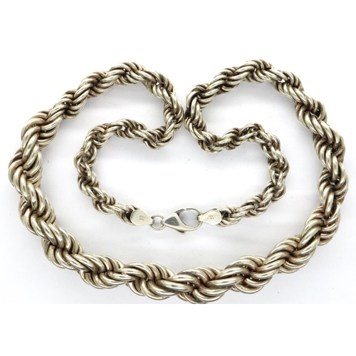 50 - 925 heavy gauge silver rope neck chain, L: 42 cm. P&P Group 1 (£14+VAT for the first lot and £1+VAT ... 