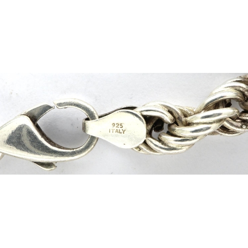 50 - 925 heavy gauge silver rope neck chain, L: 42 cm. P&P Group 1 (£14+VAT for the first lot and £1+VAT ... 