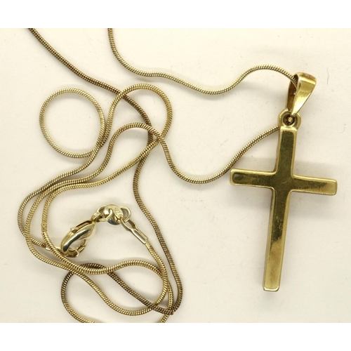 54 - Hallmarked silver cross pendant, Birmingham assay, on a 925 silver chain, chain L: 60 cm, 13g. P&P G... 