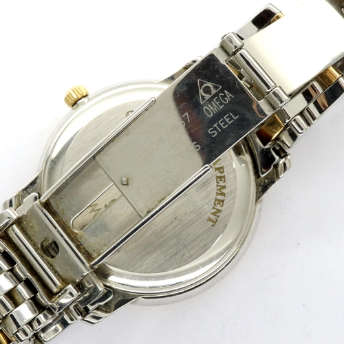 74 - OMEGA: gents automatic De Ville co-axial bi-metal gold and steel wristwatch, with date aperture, no ... 