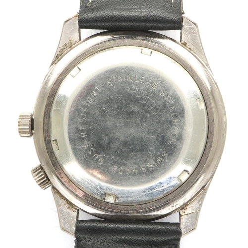 91 - NEWMARK: gents steel cased automatic wristwatch, with circular two-tone red and silvered dial, 21 je... 