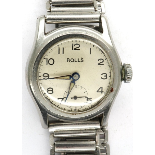 109 - ROLLS: gents midi manual wind wristwatch, with circular white dial, subsidiary seconds dial and adju... 