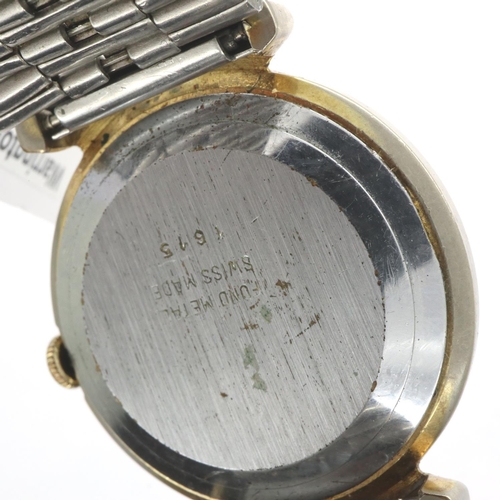 110 - FERO FELDMANN: gents manual wind wristwatch, with circular champagne dial, 17 jewel movement and ste... 