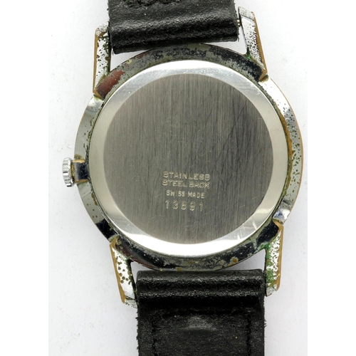 116 - BUREN: gents steel cased manual wind wristwatch, with circular silvered dial, 17 jewel movement and ... 