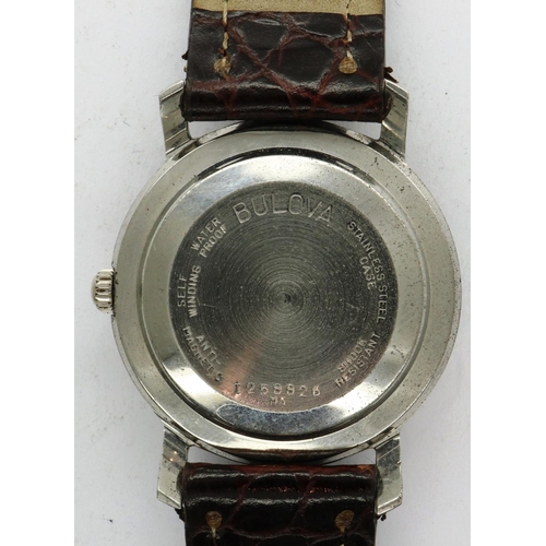 119 - BULOVA: Self-Winding 30 jewel automatic gents steel cased wristwatch, with circular silvered dial on... 