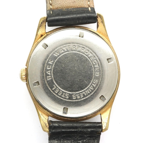 130 - DUCA: gents gold plated manual wind wristwatch, with circular silvered dial, subsidiary seconds dial... 