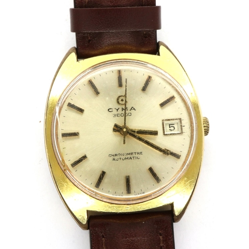 136 - CYMA: 36000 gents automatic chronometer wristwatch, with date aperture on a brown leather strap, wor... 