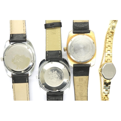 145 - Three gents manual wind wristwatches, MONTINE, SUPEROMA and ASIEKON, together with a SANTIMA ladies ... 