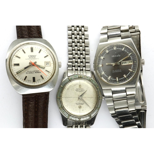 149 - Three gents automatic wristwatches, SIGMA, CAMLY and IMADA, all working at lotting. P&P Group 1 (£14... 