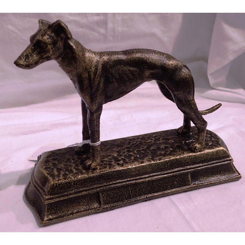 1100 - Cast ion bronzed greyhound figurine, H: 17 cm. P&P Group 1 (£14+VAT for the first lot and £1+VAT for... 