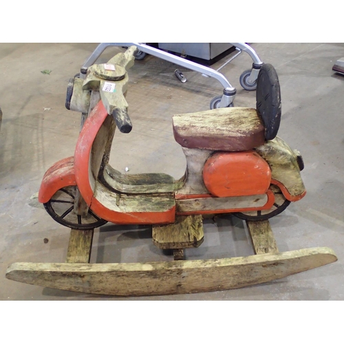 1022 - Wooden carved rocking Vespa. Not available for in-house P&P