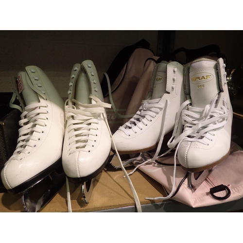 1065 - Risport Laser Figure skating boots, size 39, and a pair of Graf 500 figure skating boots, size 34. N... 