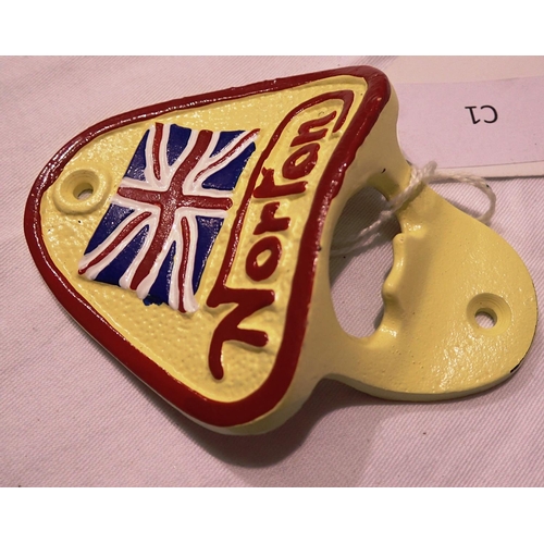 1080 - Wall mounted Norton bottle opener, H: 80 mm. P&P Group 1 (£14+VAT for the first lot and £1+VAT for s... 