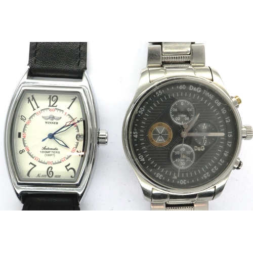 153 - Two gents wristwatches: DOLCE & GABBANA quartz chronograph, working but lacking two sub dial hands, ... 