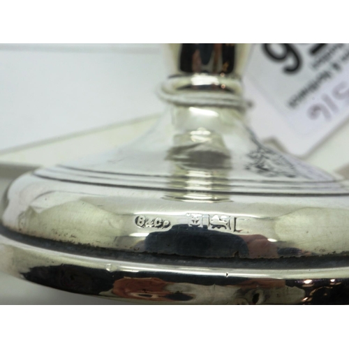 156 - B & Co sterling silver candlestick, H: 10 cm, 114g. P&P Group 1 (£14+VAT for the first lot and £1+VA... 