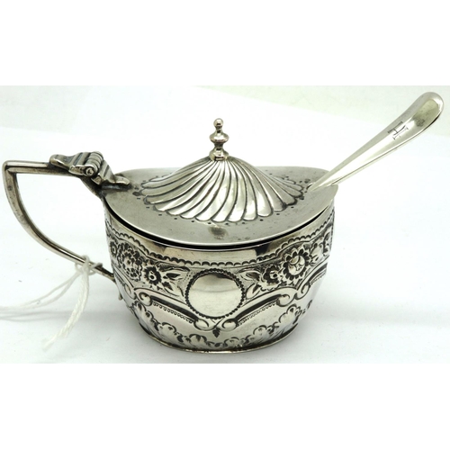 168 - George Jackson/David Fullerton, a hallmarked silver mustard pot, London assay 1897, H: 50 mm, and a ... 