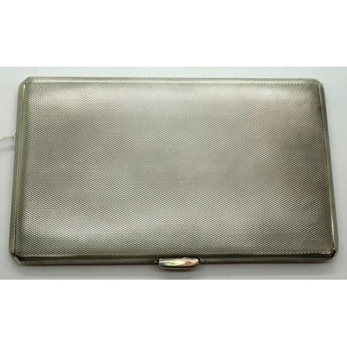 173 - Engine turned hallmarked silver cigarette card case, Birmingham assay 1954, 14 x 8 cm, 207g. P&P Gro... 