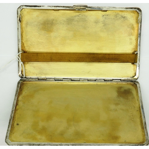 173 - Engine turned hallmarked silver cigarette card case, Birmingham assay 1954, 14 x 8 cm, 207g. P&P Gro... 