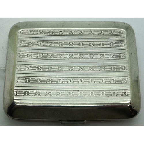 175 - H Bros, hallmarked silver cigarette card case, Birmingham assay 1926, 65 x 80 mm, 62g. P&P Group 1 (... 