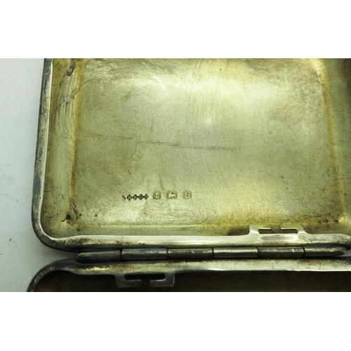 175 - H Bros, hallmarked silver cigarette card case, Birmingham assay 1926, 65 x 80 mm, 62g. P&P Group 1 (... 