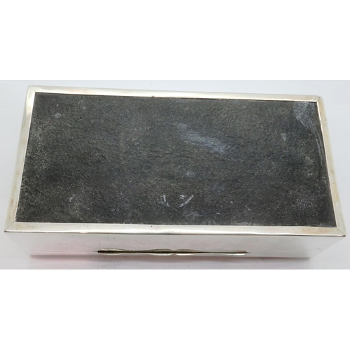 176 - Hallmarked silver cigarette case with cedar lined interior, Birmingham assay, 18 x 6 cm. P&P Group 1... 