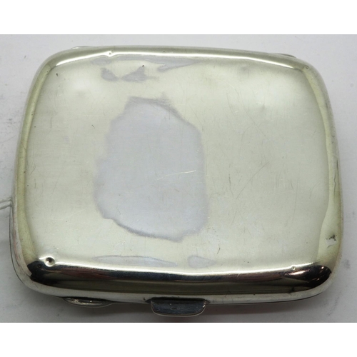 177 - Hallmarked silver cigarette card case, Chester assay 1929, 80 x 65 mm, 50g. P&P Group 1 (£14+VAT for... 