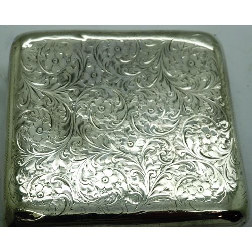 178 - Colin Hewer cigarette card case, Chester assay 1908, 80 x 85 mm, 106g. P&P Group 1 (£14+VAT for the ... 