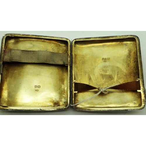 178 - Colin Hewer cigarette card case, Chester assay 1908, 80 x 85 mm, 106g. P&P Group 1 (£14+VAT for the ... 