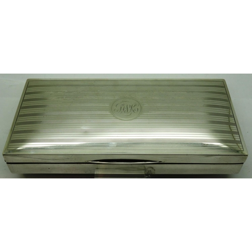 179 - Deacon & Francis, hallmarked silver cigarette case with cedar lined interior, Birmingham assay 1924,... 