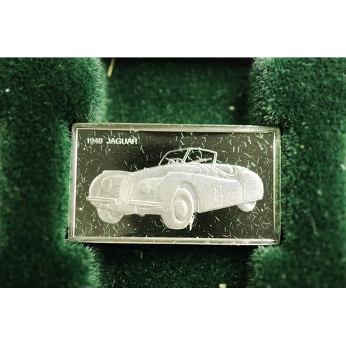 191 - John Pinches Ltd collection of The 100 Greatest Cars Silver Miniature Collection, each small plaque ... 