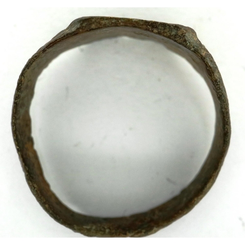 200 - Early Christian iron ring, crude cross engraved, D: 22 mm. P&P Group 0 (£5+VAT for the first lot and... 