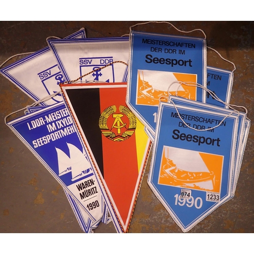 1233 - Collection of East German DDR pennants (13). P&P Group 1 (£14+VAT for the first lot and £1+VAT for s... 