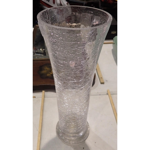 1234 - Large crackle effect glass vase, H: 50 cm. Not available for in-house P&P