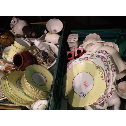 1292 - Two boxes of mixed ceramics including a part tea set. Not available for in-house P&P