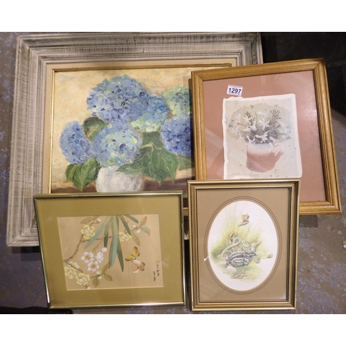 1297 - Mixed framed pictures and prints (4). Not available for in-house P&P