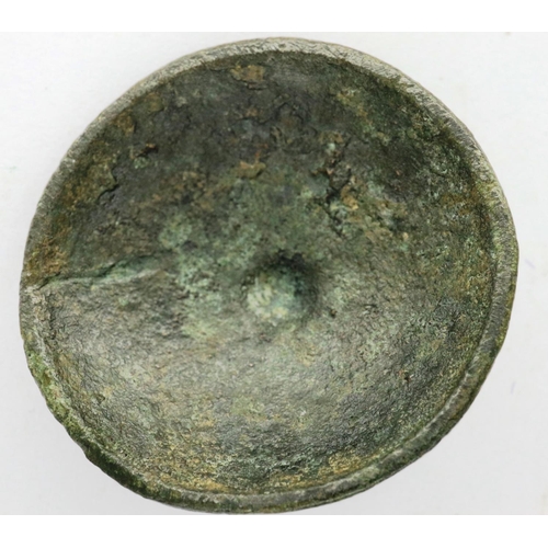 281 - Medieval bronze buckler shield boss, L: 23 mm. P&P Group 0 (£5+VAT for the first lot and £1+VAT for ... 