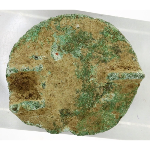 284 - Early Saxon wheel badge/lapel, some enamel intact with bronze back, D: 20 mm. P&P Group 0 (£5+VAT fo... 