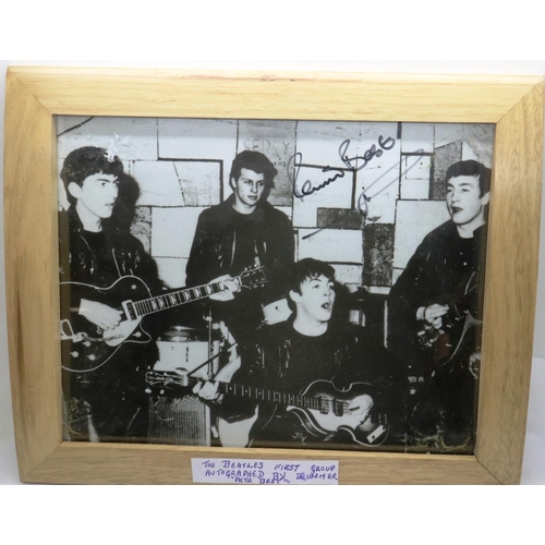 297 - Signed Pete Best The Beatles print, 20 x 25 cm. P&P Group 1 (£14+VAT for the first lot and £1+VAT fo... 