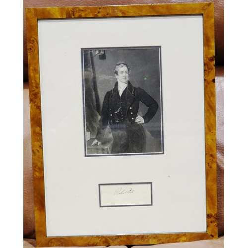 300 - Robert Peel signature and print, overall 40 x 30 cm. P&P Group 2 (£18+VAT for the first lot and £3+V... 