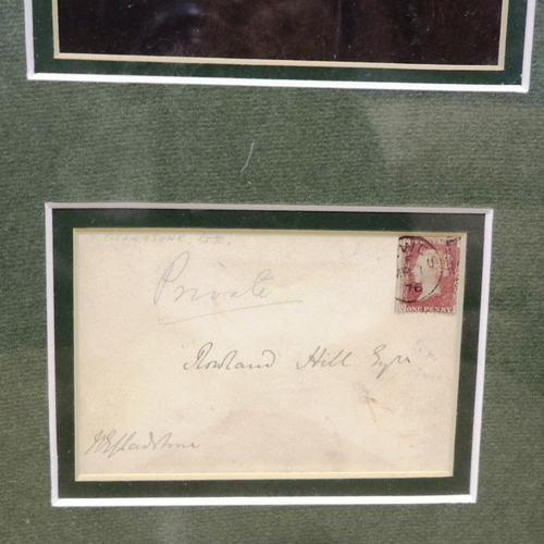 302 - William Gladstone signed envelope addressed to Roland Hill Esquire, franked for 1876, overall 28 x 4... 