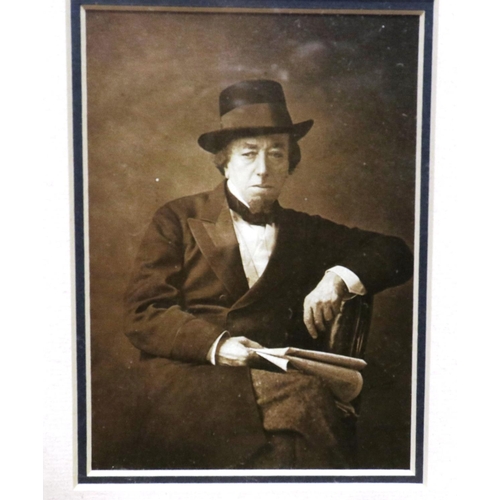 304 - Signature and print of Disraeli, overall 40 x 30 cm. P&P Group 3 (£25+VAT for the first lot and £5+V... 