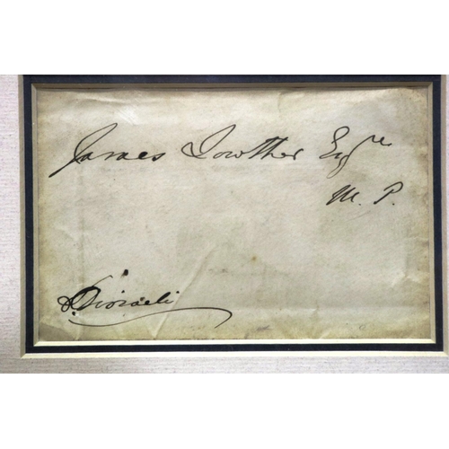 304 - Signature and print of Disraeli, overall 40 x 30 cm. P&P Group 3 (£25+VAT for the first lot and £5+V... 